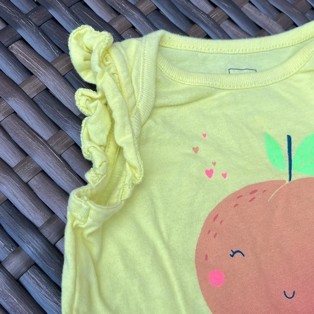 BABY GAP Infant Girls 0-3mo Sleeveless Bodysuit You’re A Peach Ruffles Cotton